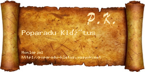 Poparadu Klétus névjegykártya